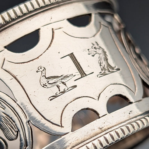 Set of 4 early 20th century British antique silver plate napkin rings